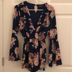 Floral shorts romper